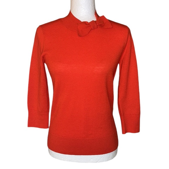 Kate Spade Red Orange Bow Detail Cashmere Blend Sweater - S - Picture 3 of 13